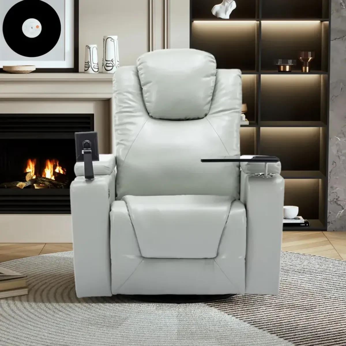 Swivel Power Recliner with Surround Sound & Storage