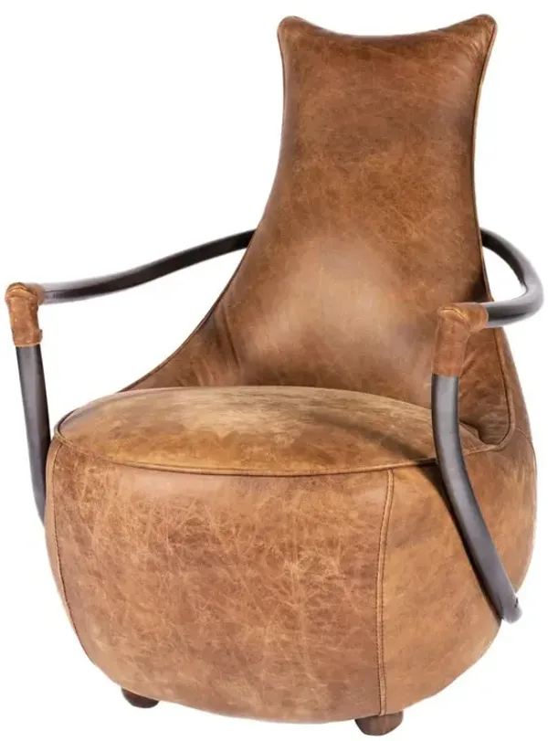 Carlisle Rustic Leather Club Chair - Light Brown, Belen Kox