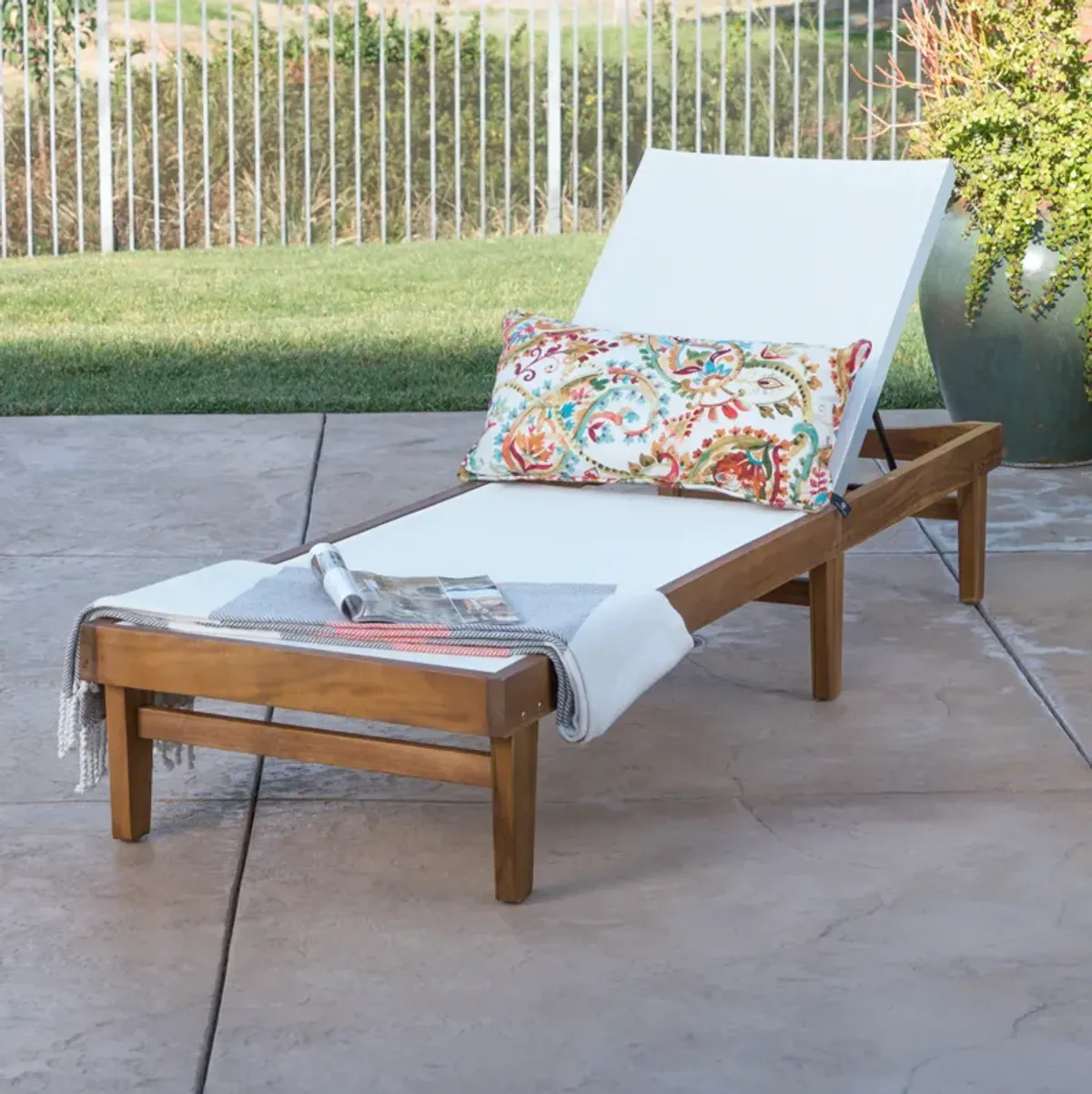 Merax Wood Frame Outdoor Mesh Chaise Lounge