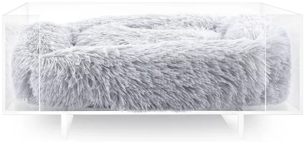 Carole Small/Medium Modern Lucite Calming Fluffy Pet Bed with Washable Cushion