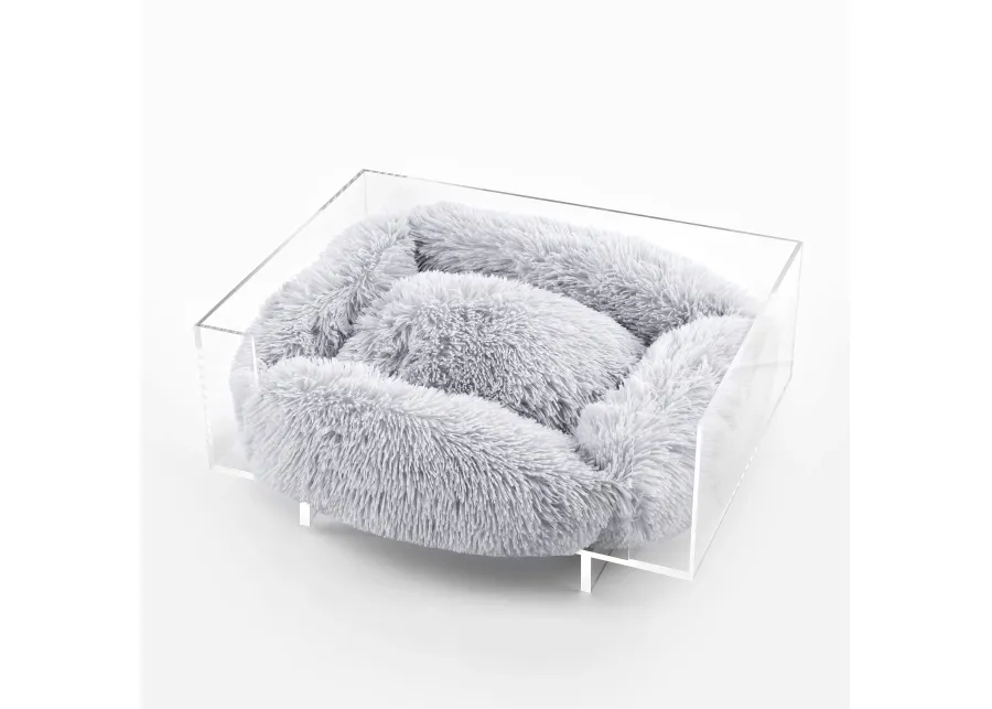 Carole Small/Medium Modern Lucite Calming Fluffy Pet Bed with Washable Cushion