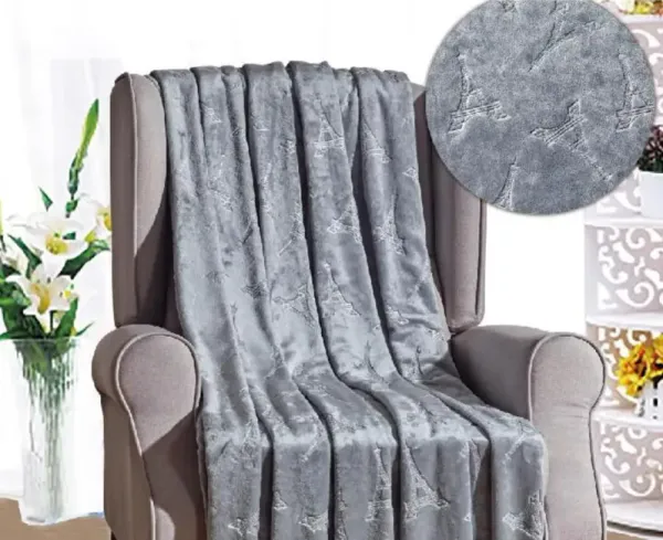 Eiffel Tower Premium Microplush Super Soft Embossed Pattern All Season 50" x 60" Throw Blanket