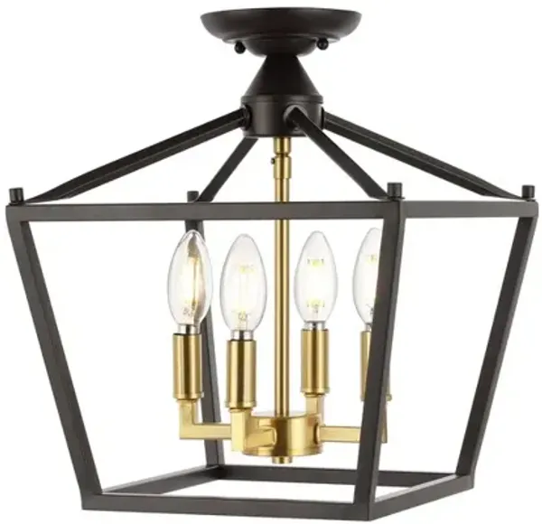 Plains 4-Light Iron Modern Farmhouse Pagoda LED Semi Flush Mount Lantern