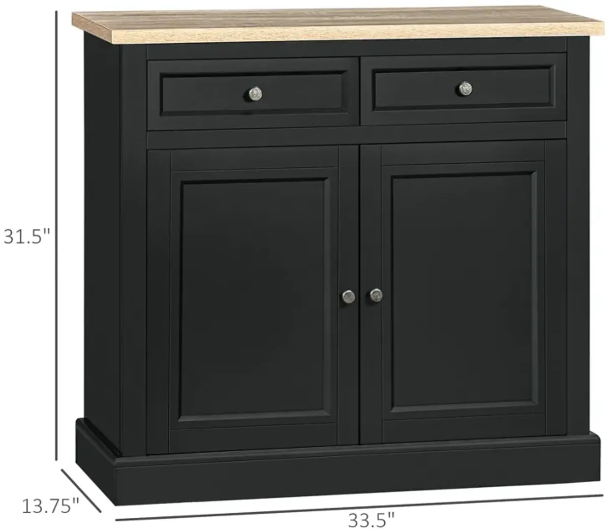 Black Living Room Storage: Sideboard with Drawers for Kitchen & Coffee Bar