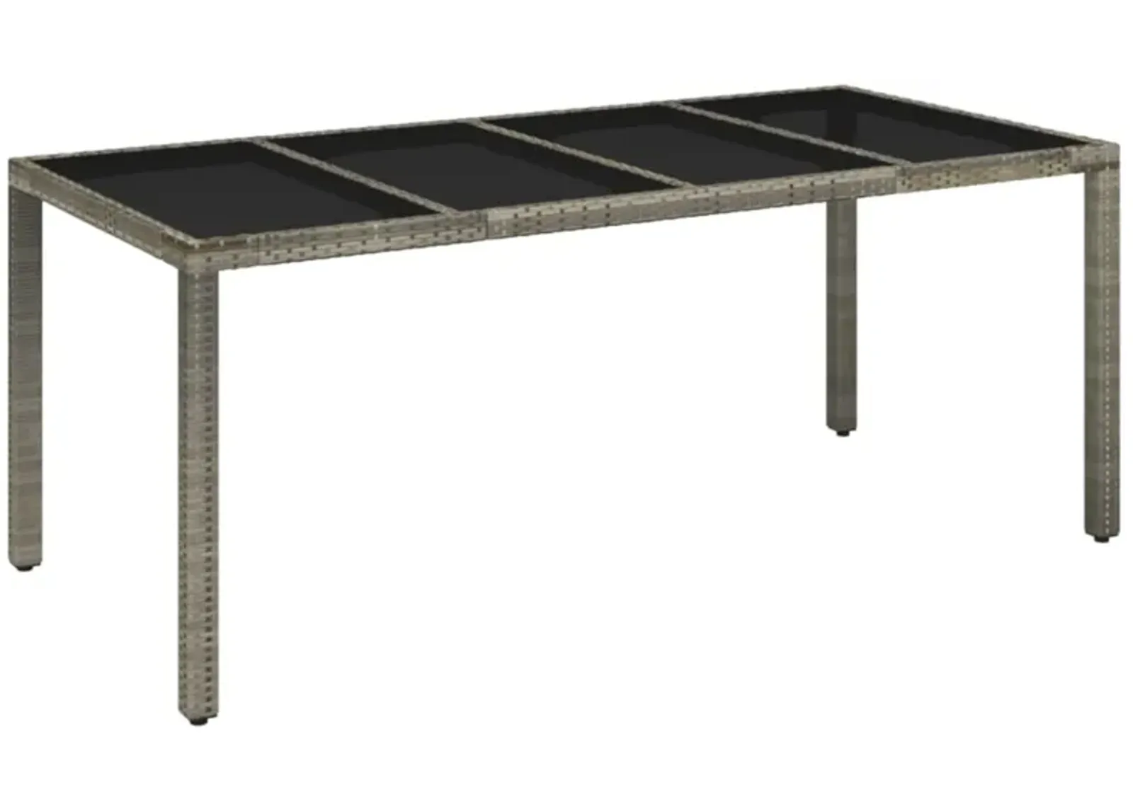 vidaXL Patio Table with Glass Top Gray 74.8"x35.4"x29.5" Poly Rattan