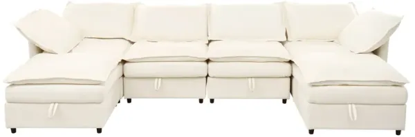 Modern 6-Piece Modular Sofa Bed, Convertible Sofa with Double-Layer Cushions and Multiple Storage