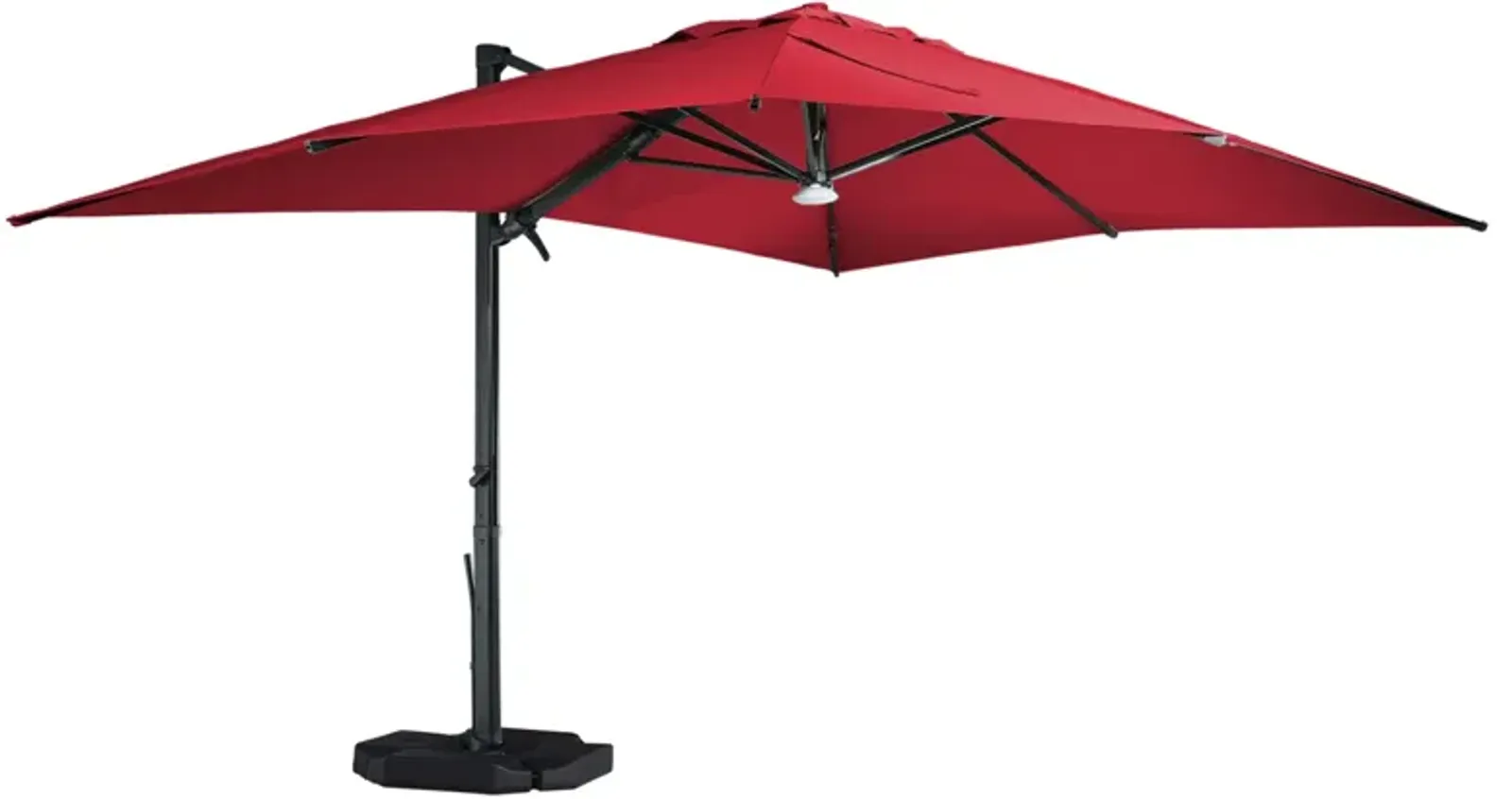 MONDAWE 13ft Square Solar LED Cantilever Patio Umbrella with Included Base Stand & Bluetooth Light