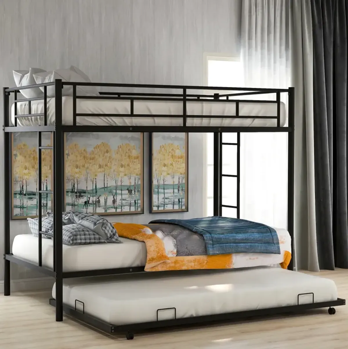 Twin Over Twin Bunk Bed With Trundle