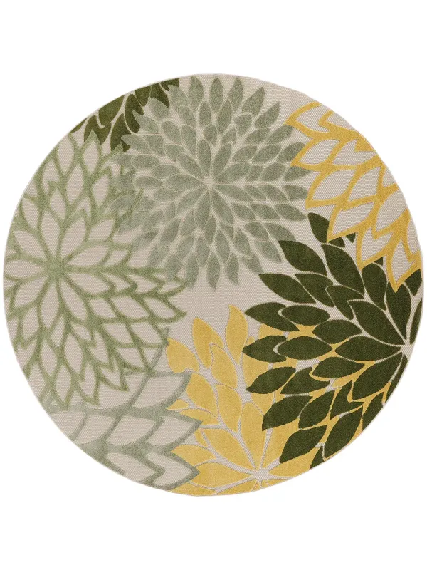 Aloha ALH05 Green/Multicolor 7'10" x Round Rug