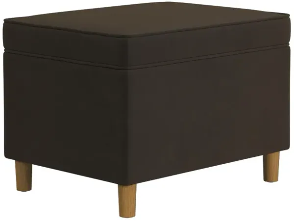 Fero Storage Ottoman, 24in Rectangular Hinged Lid, Dark Brown Velvet