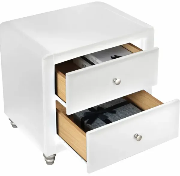 Bedroom Nightstand with 2 Drawers – Upholstered Bedside Storage Table
