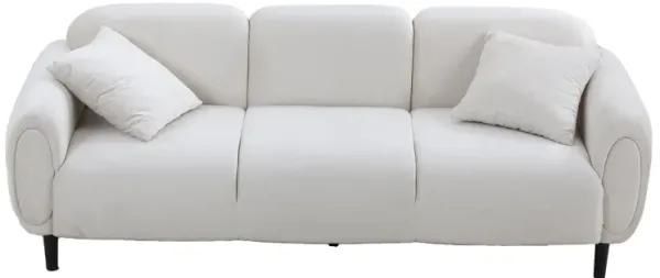 Mid Century Modern 3 seater Couch Velveteen sofa with solid wood leg  for Living Room, bedroom, livingroom Beige