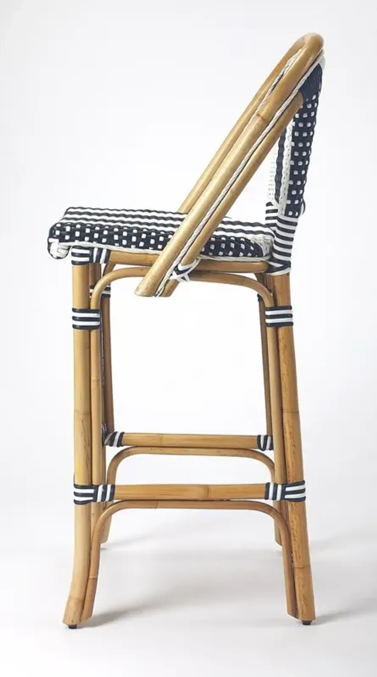 Belen Kox Blue & White Stripe Rattan Bar Stool, Belen Kox