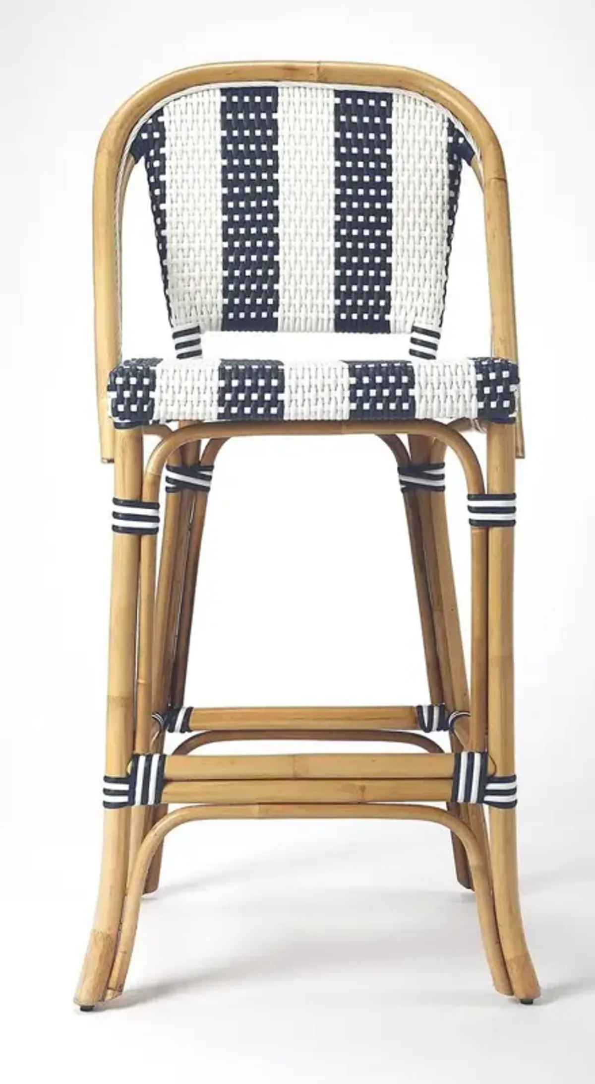 Belen Kox Blue & White Stripe Rattan Bar Stool, Belen Kox