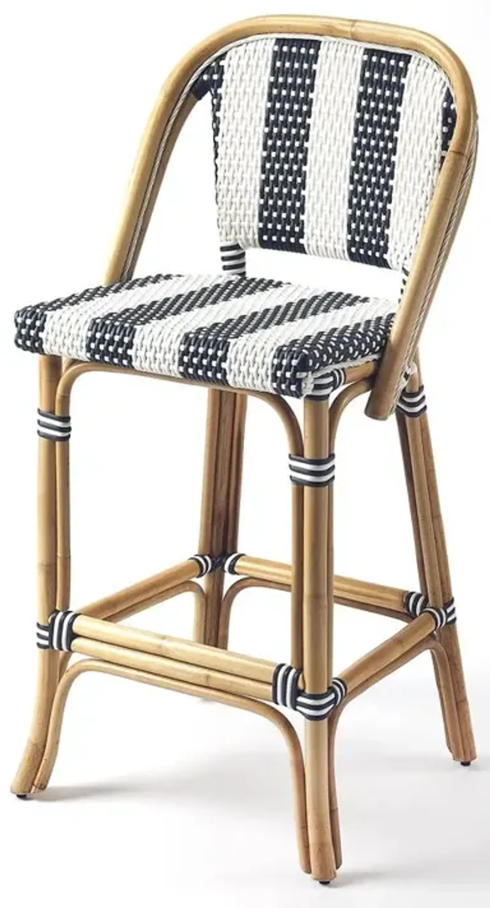 Belen Kox Blue & White Stripe Rattan Bar Stool, Belen Kox