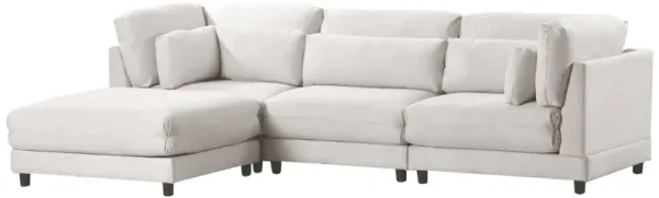 2 Pieces L Shaped Sofa With Removable Ottomans And Comfortable Waist Pillows