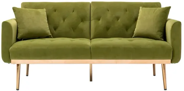 Velvet Accent Sofa with Rose Gold Metal Feet