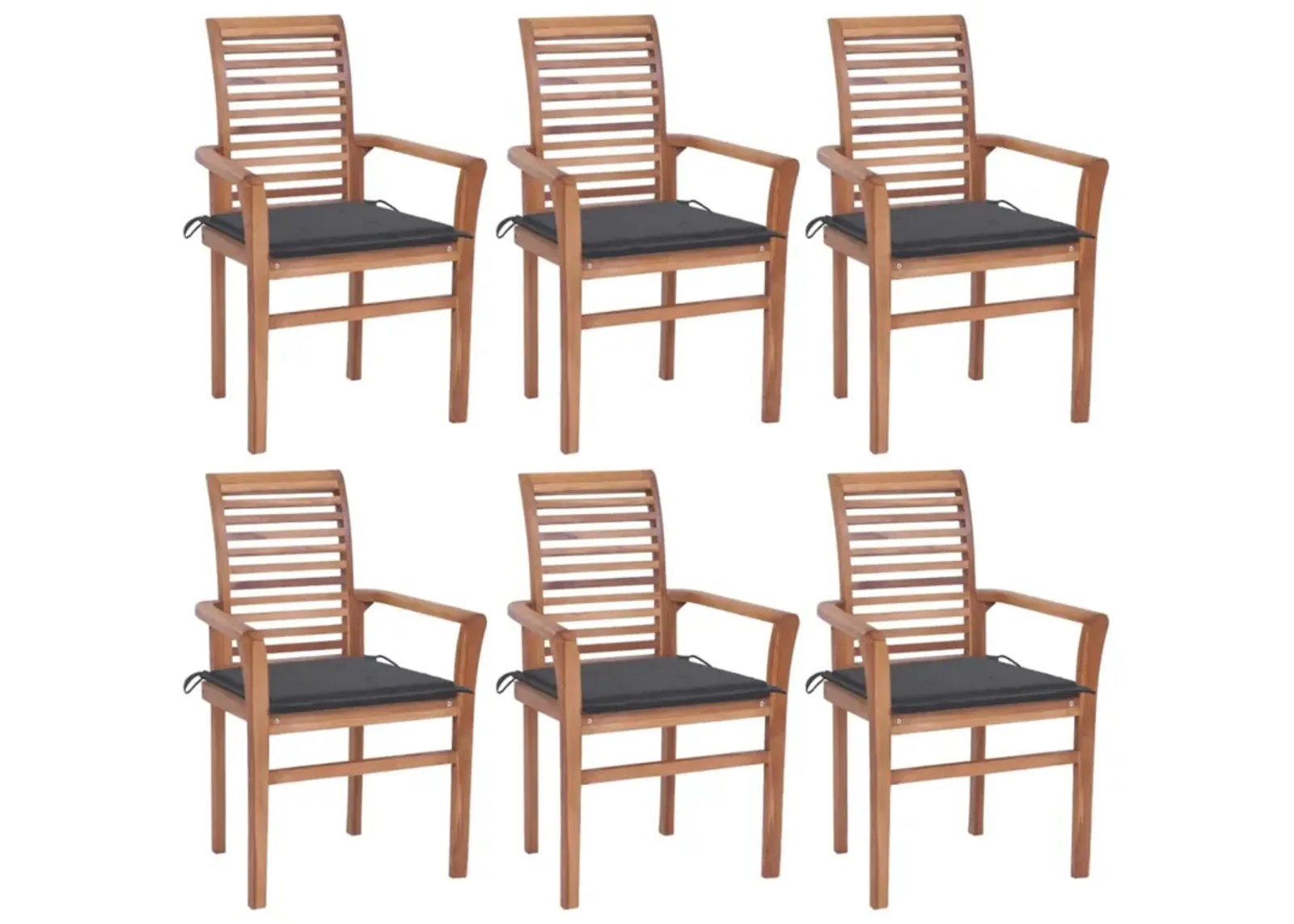 vidaXL Dining Chairs 6 pcs with Anthracite Cushions Solid Teak Wood