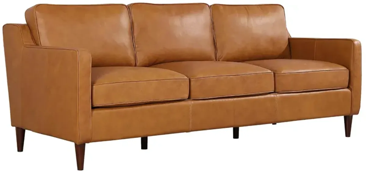 Manhattan Mid Century Modern Leather Sofa