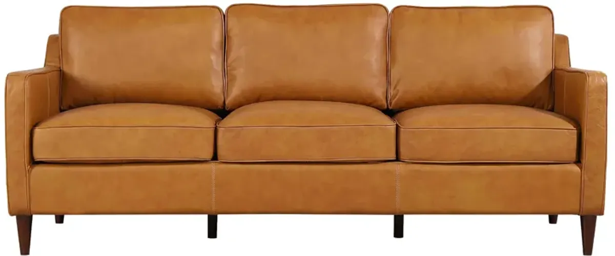 Manhattan Mid Century Modern Leather Sofa