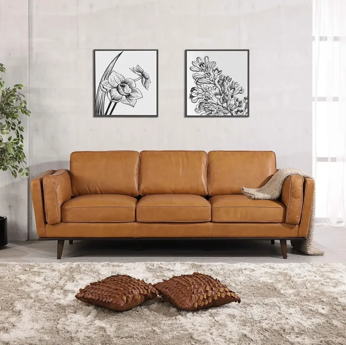 Ferre Tan Leather Sofa