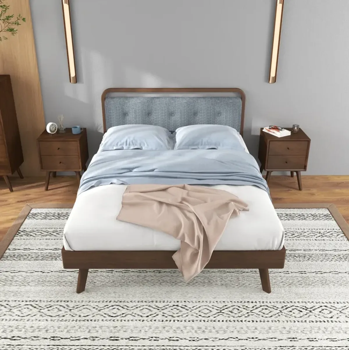 Modern Divani Wood Platform Bed (Queen)