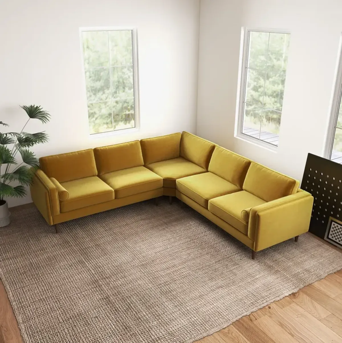 Fordham Gold Velvet Symmetrical Corner Sofa