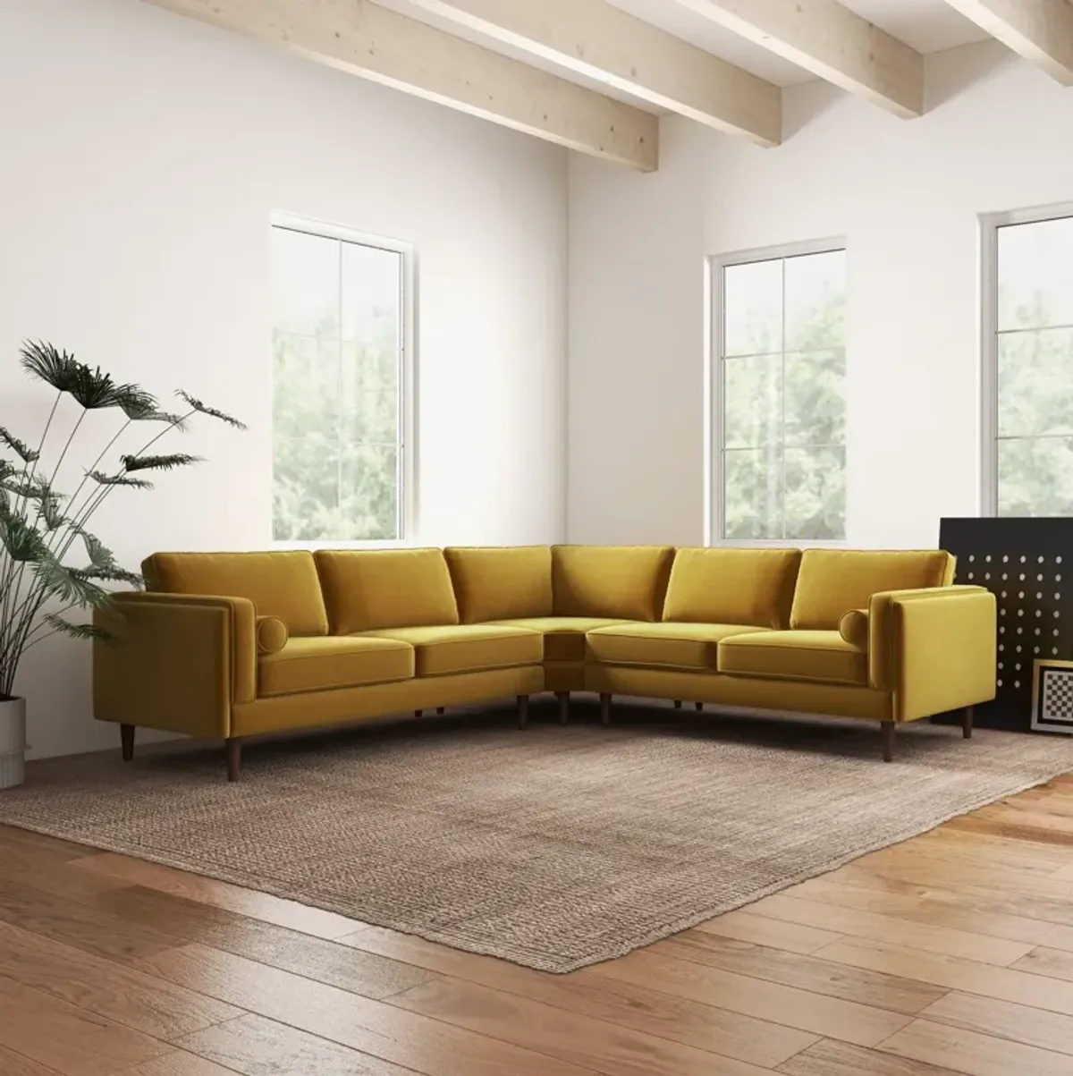 Fordham Gold Velvet Symmetrical Corner Sofa