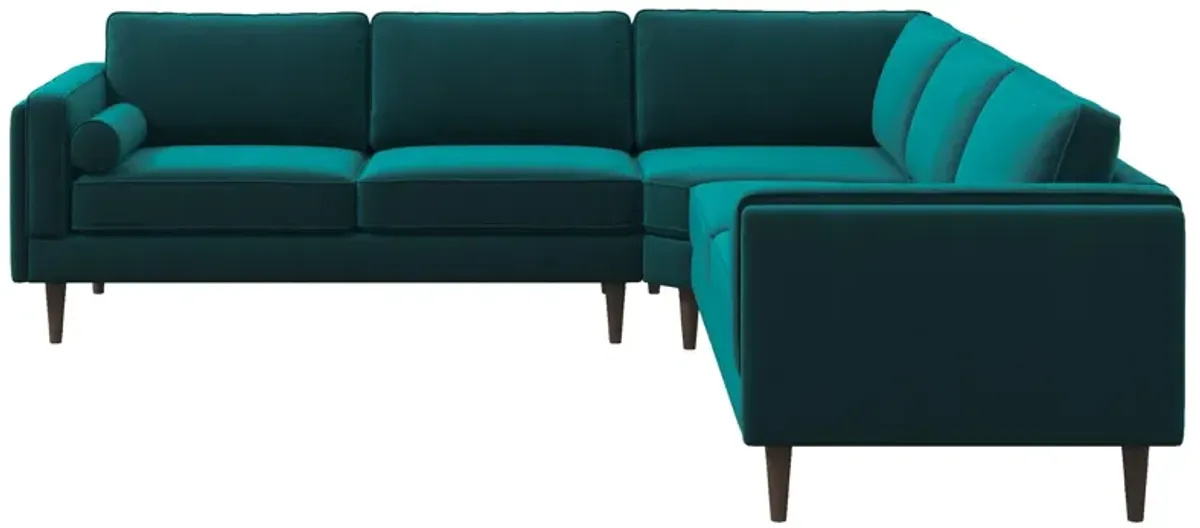 Fordham Teal Velvet Symmetrical Corner Sofa