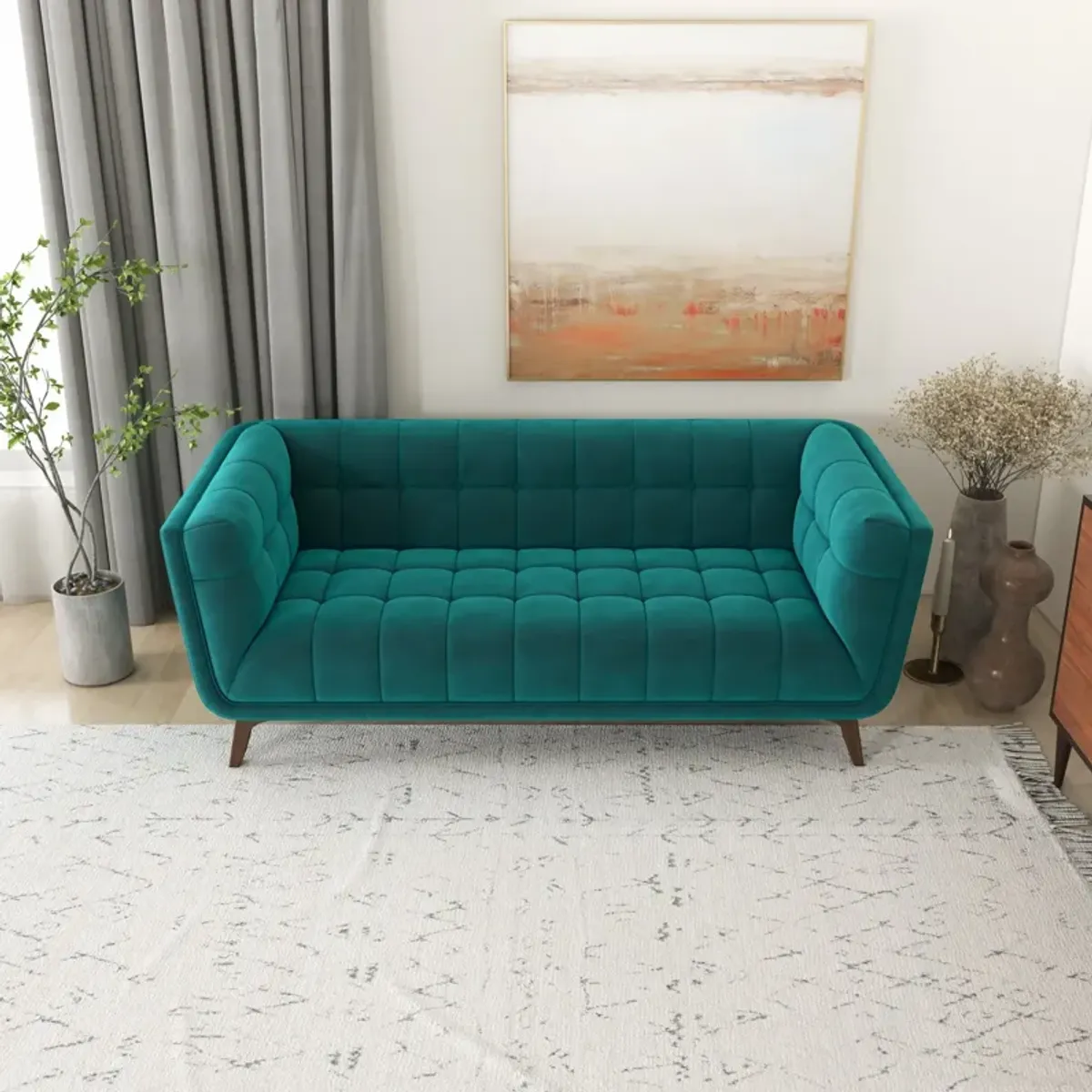 Kano 78" Teal Velvet Sofa