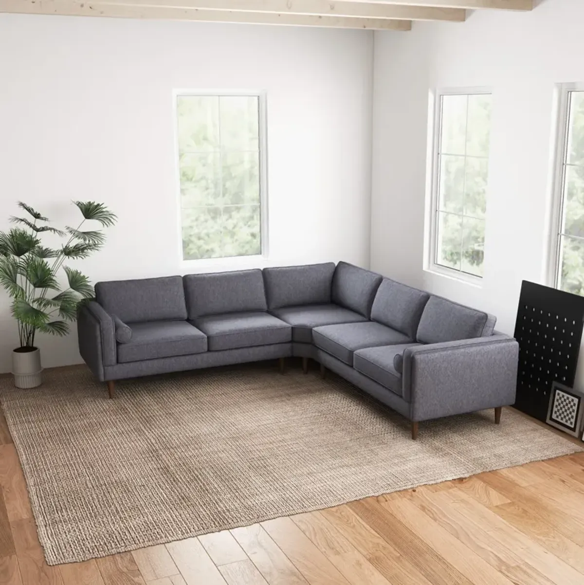 Fordham Dark Grey Fabric Symmetrical Corner Sofa