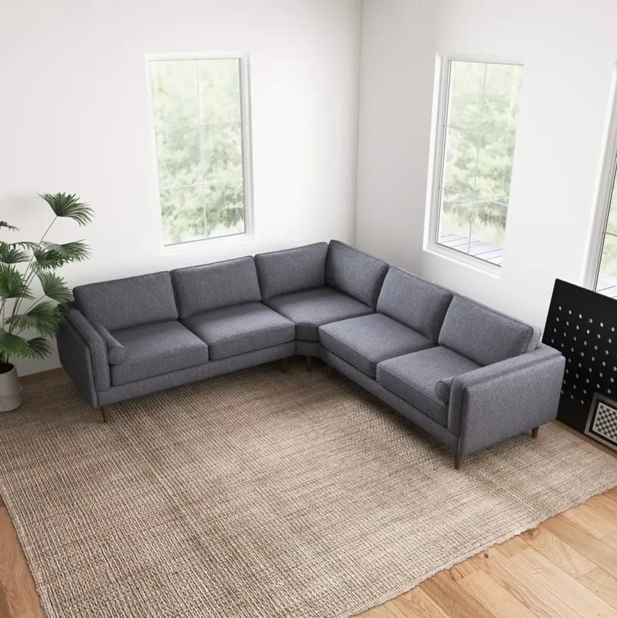 Fordham Dark Grey Fabric Symmetrical Corner Sofa