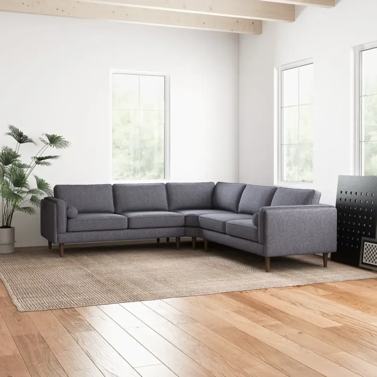 Fordham Dark Grey Fabric Symmetrical Corner Sofa