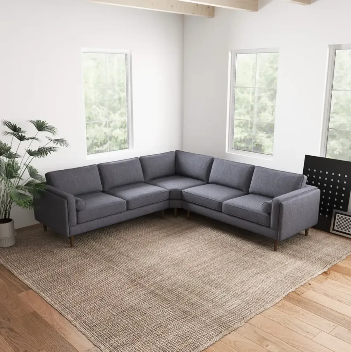 Fordham Dark Grey Fabric Symmetrical Corner Sofa