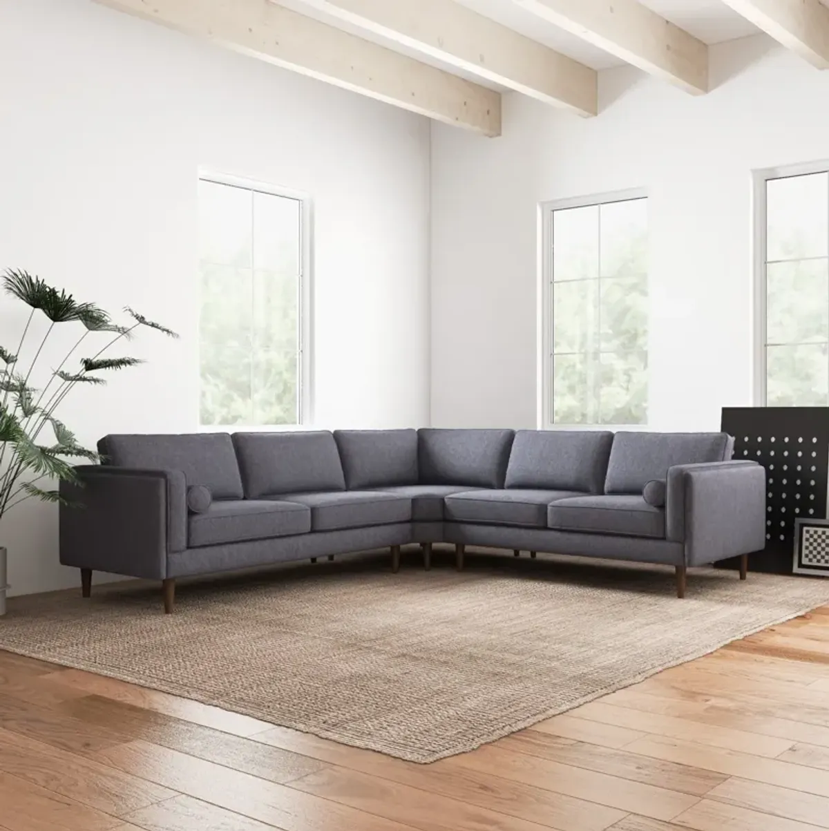 Fordham Dark Grey Fabric Symmetrical Corner Sofa