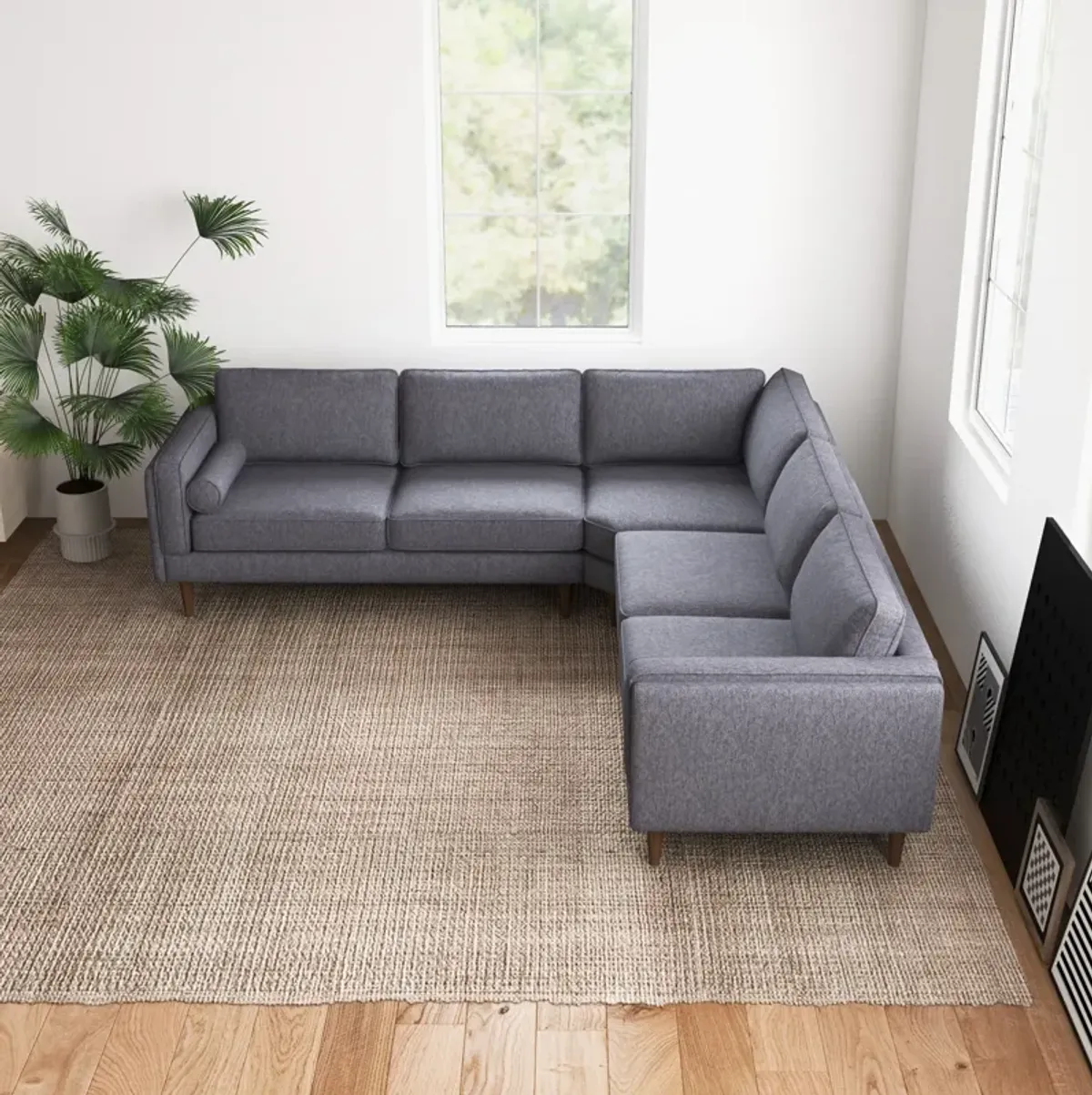 Fordham Dark Grey Fabric Symmetrical Corner Sofa