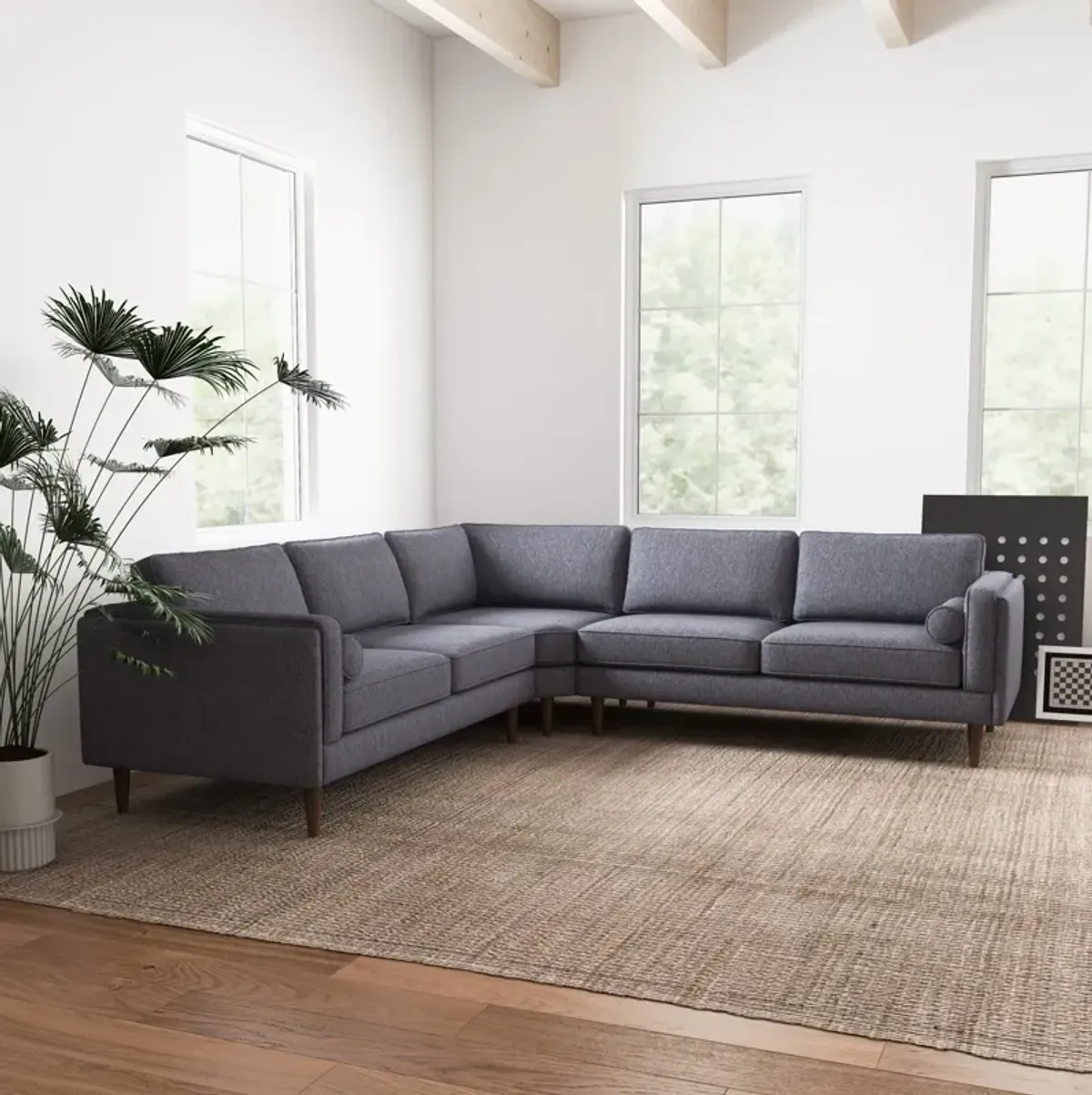 Fordham Dark Grey Fabric Symmetrical Corner Sofa