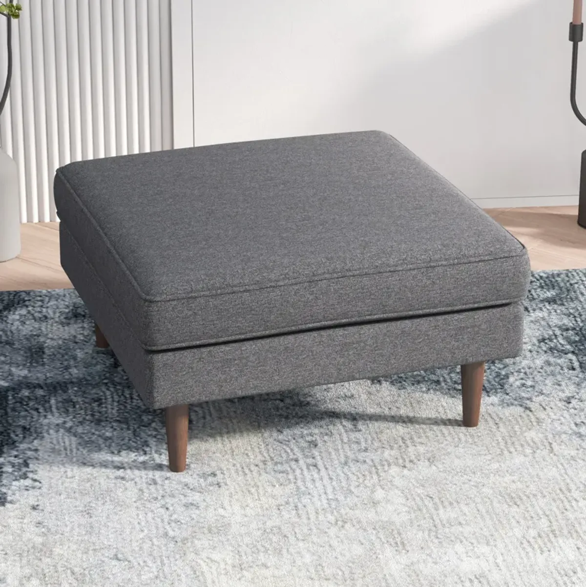 Fordham Dark Gray Fabric Ottoman