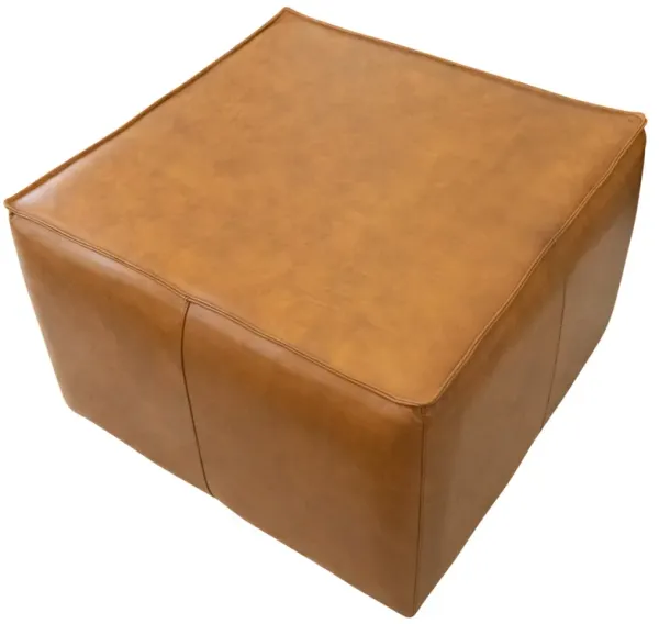 Kalila Tan Leather Ottoman 31"
