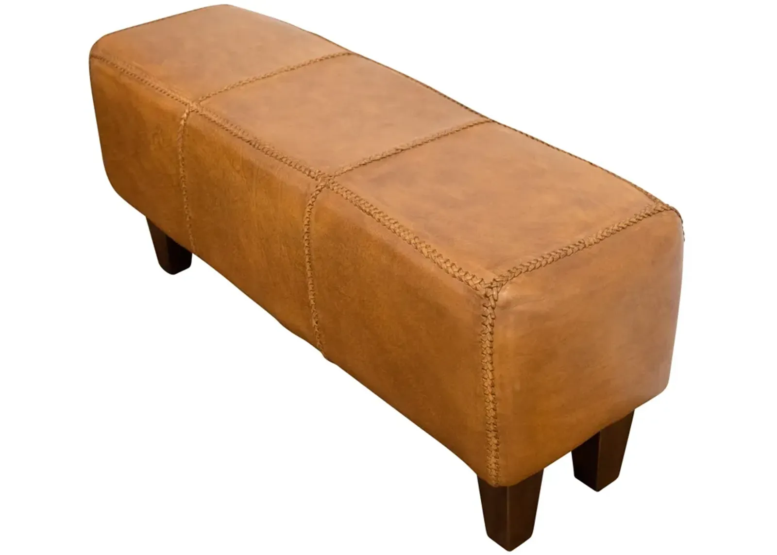 Moicor Tan Leather Modern Living Room Bench