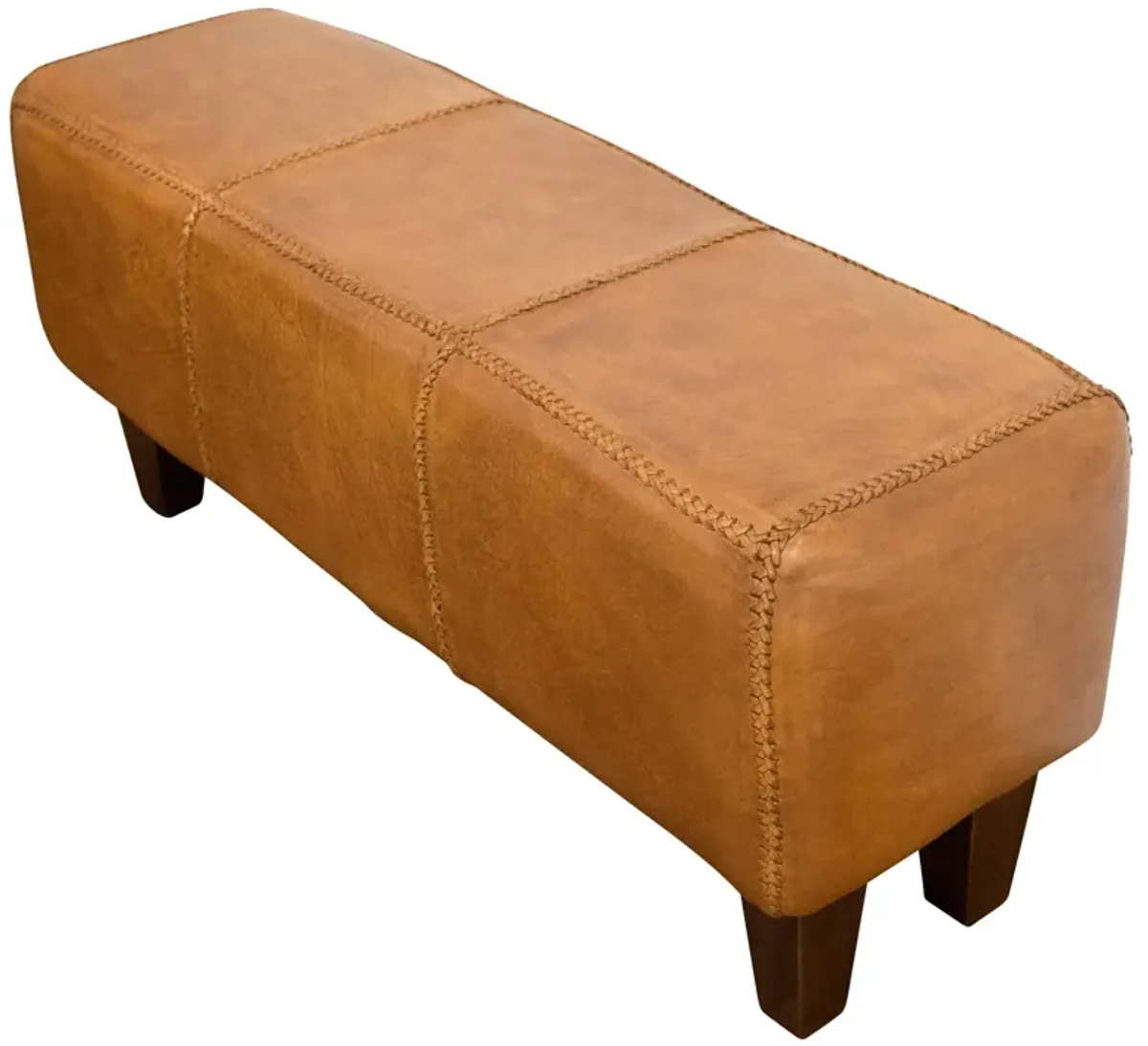 Moicor Tan Leather Modern Living Room Bench