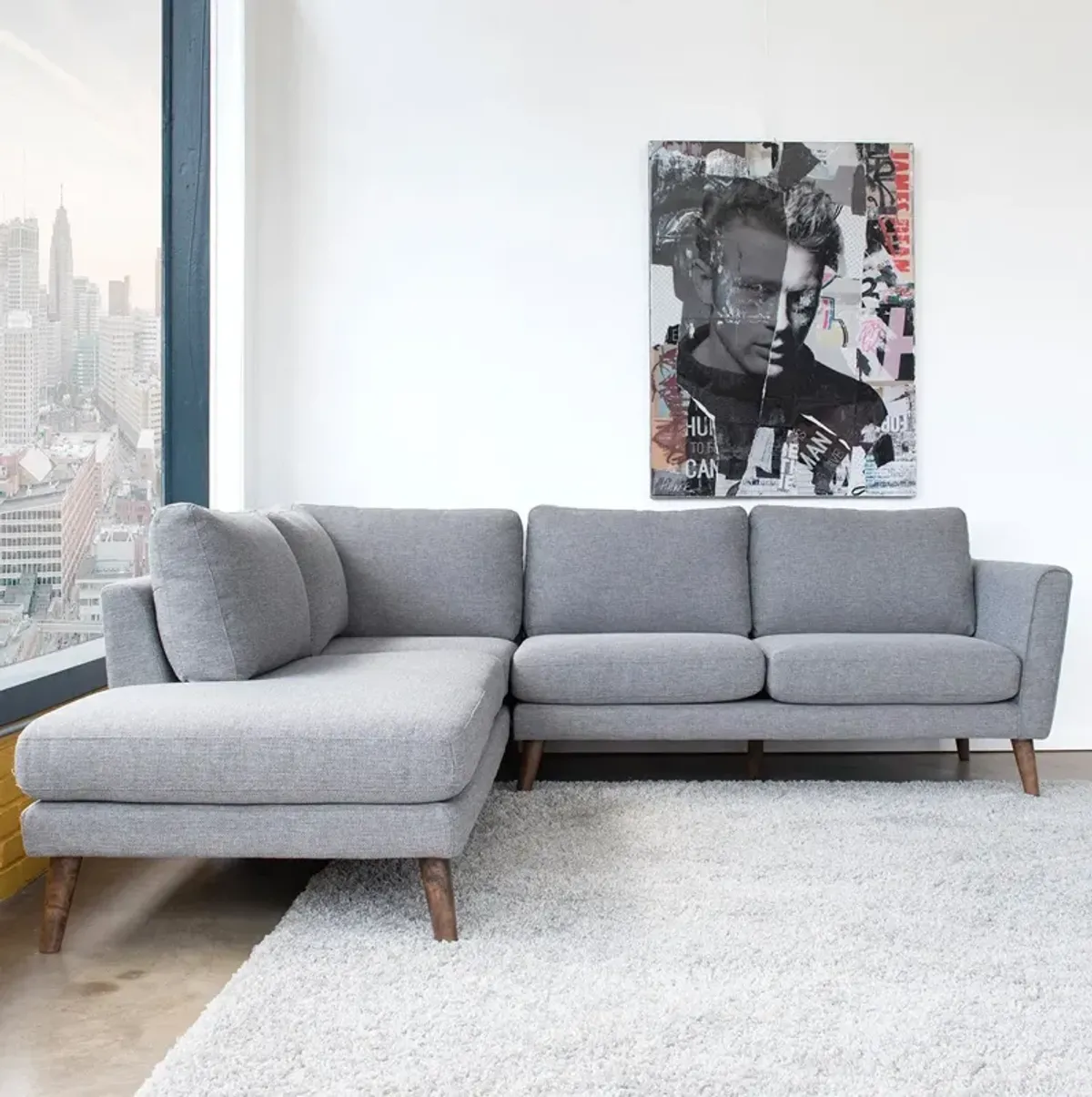 Bexley Grey Sectional Sofa Left Facing Chaise