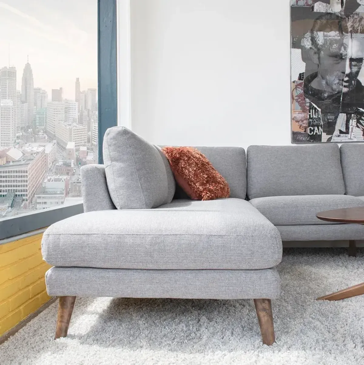 Bexley Grey Sectional Sofa Left Facing Chaise