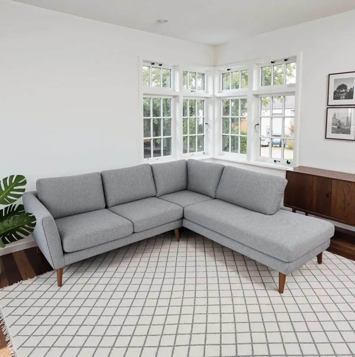 Bexley Grey Sectional Sofa Right Facing Chaise