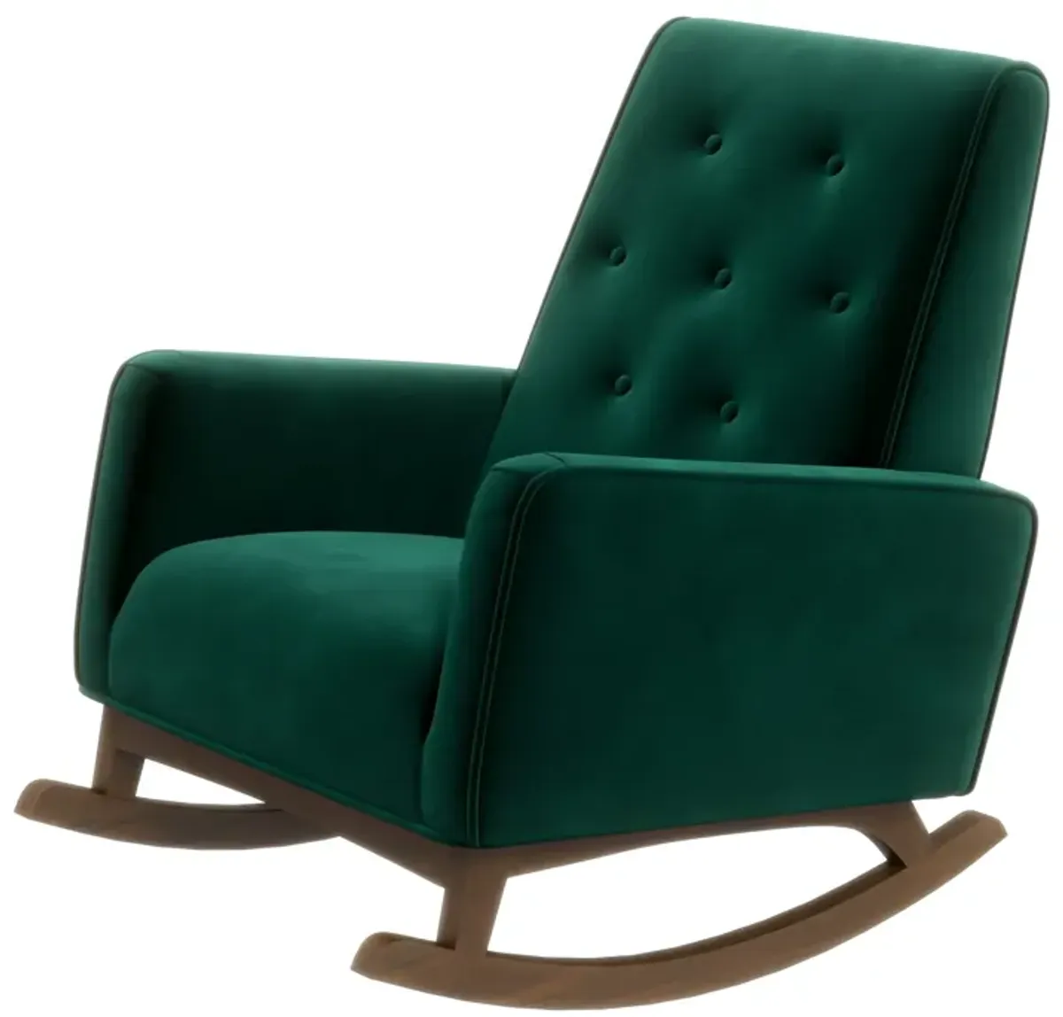 Windsor Green Velvet Fabric Rocking Chair