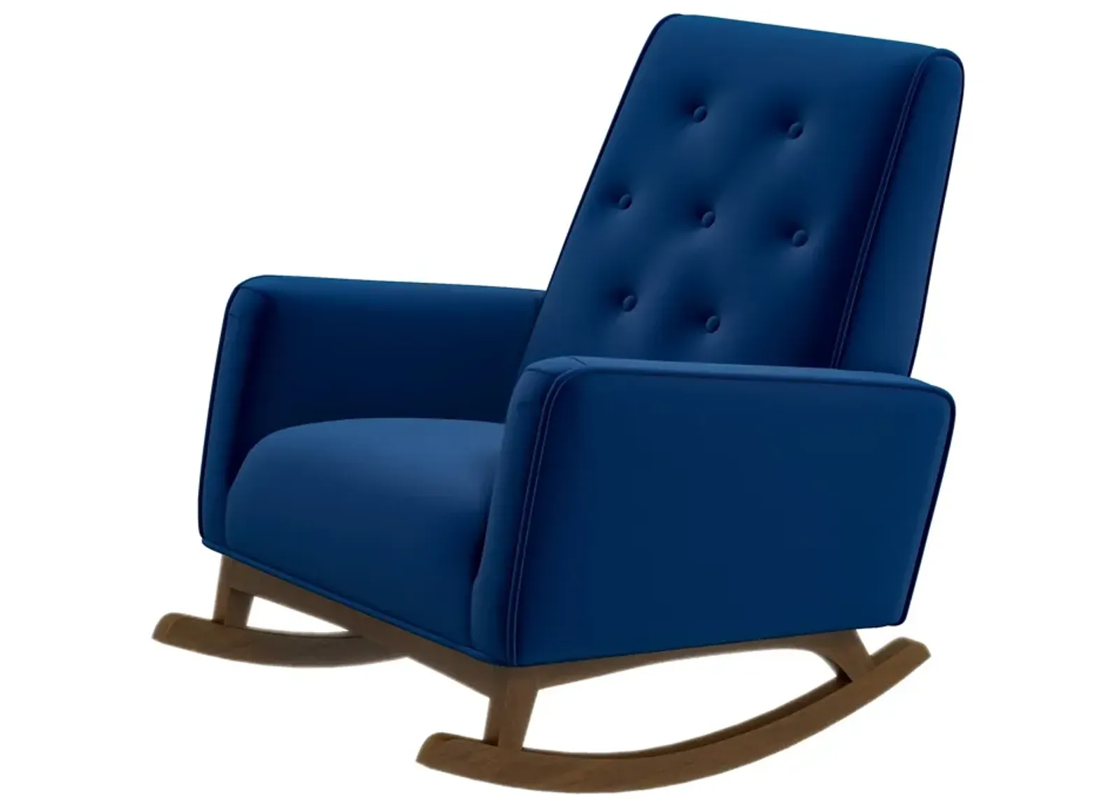 Windsor Dark Blue Velvet Fabric Rocking Chair