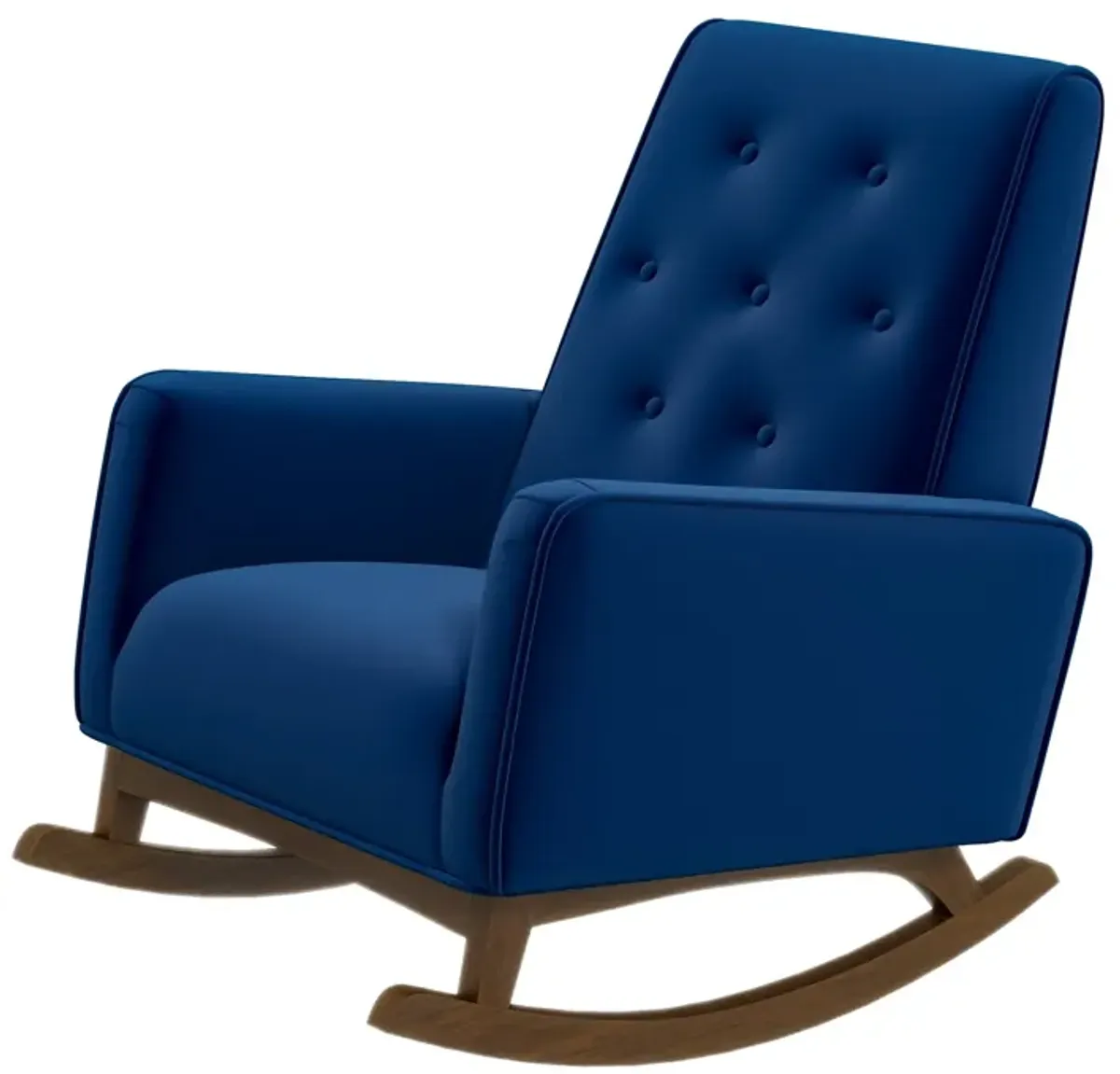 Windsor Dark Blue Velvet Fabric Rocking Chair