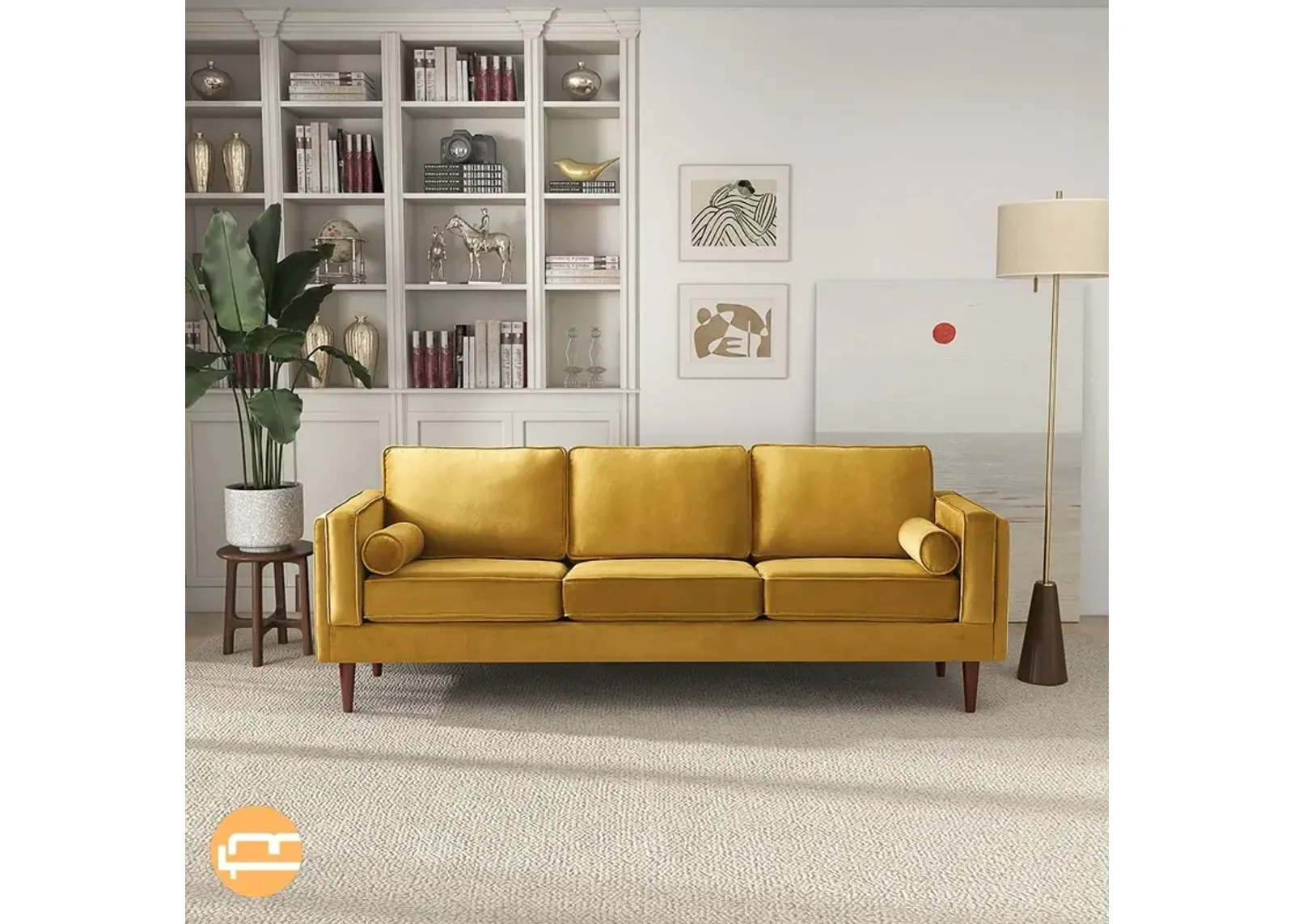 Fordham Yellow Velvet Sofa