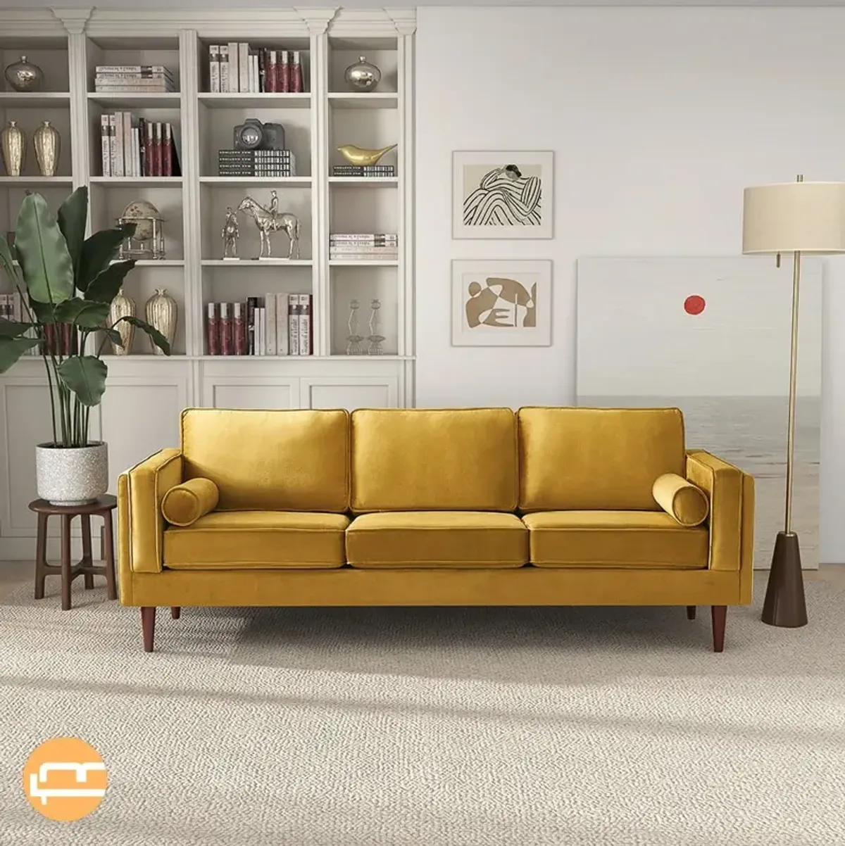 Fordham Yellow Velvet Sofa