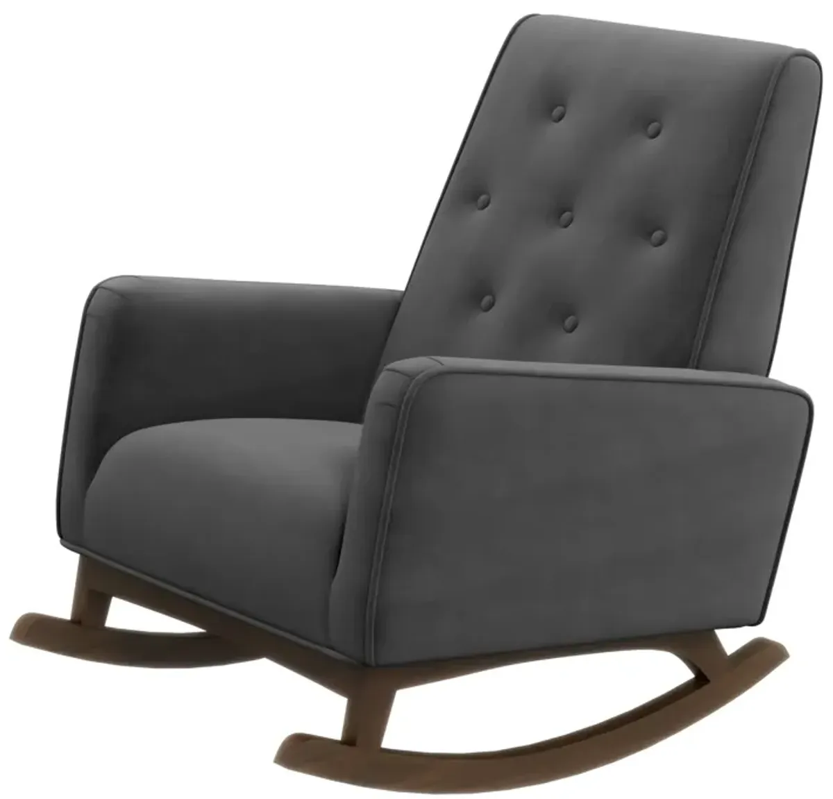 Windsor Dark Grey Velvet Fabric Rocking Chair